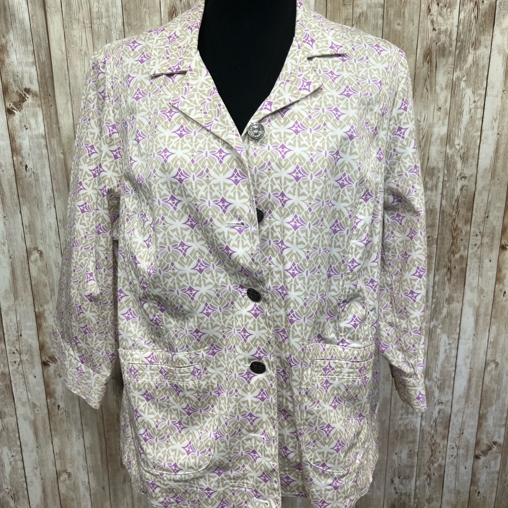 CJ Banks Purple and Cream Blazer‎ Elegant Textured Design